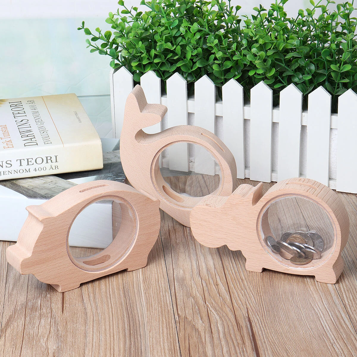 Animal Shape Wooden Piggy Bank - Handcrafted Coin Collecting Box for Kids | Toy Gift - Image 3