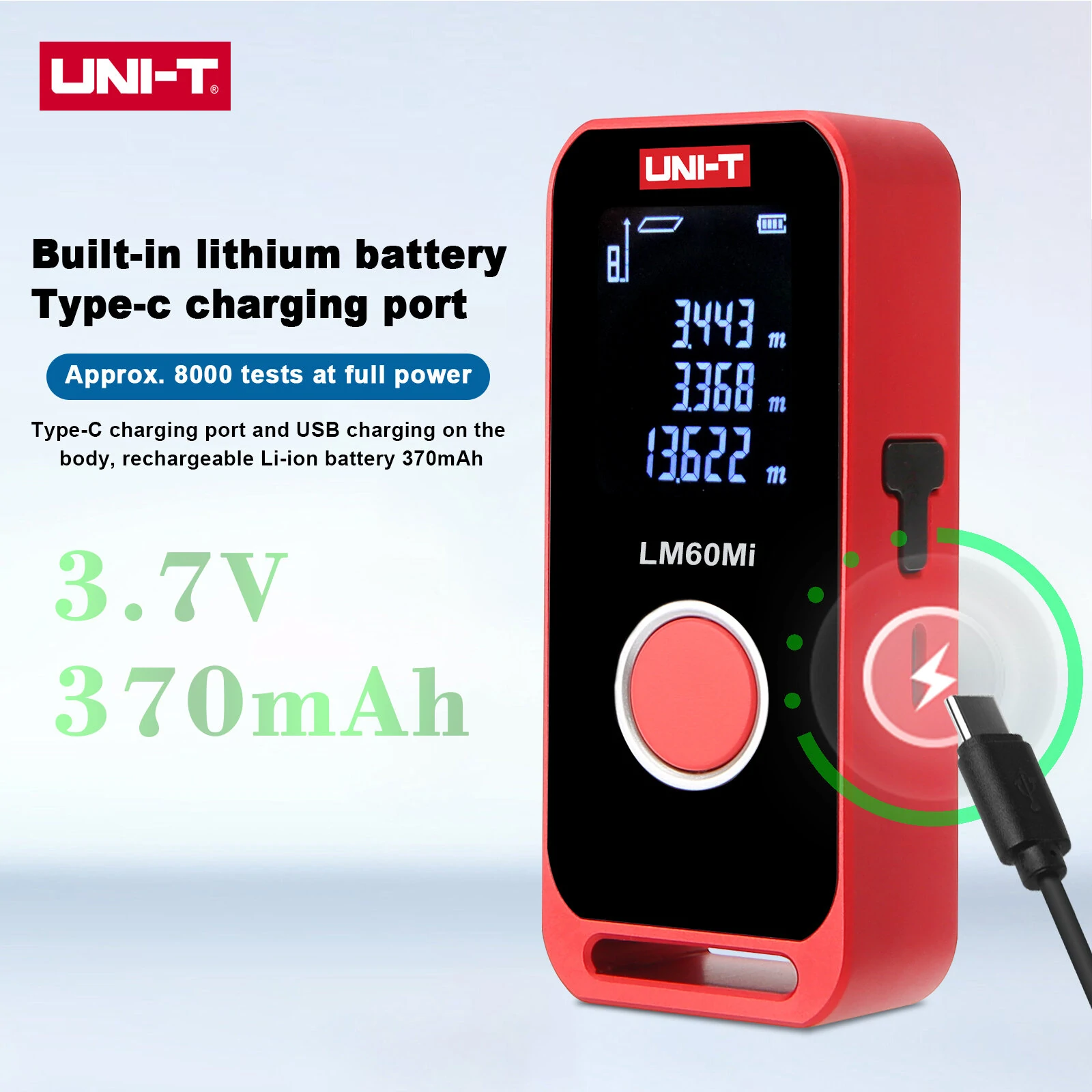 UNI-T LM40Mi Laser Distance Meter - 40m Range | Rechargeable Digital Ruler - Image 4