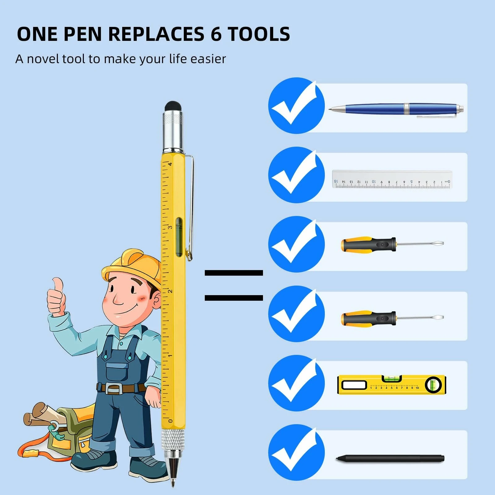 6-in-1 Multitool Pen with Stylus - Aluminum Alloy Body - Ruler & Screwdrivers | Ideal Gift - Image 5