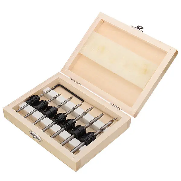 CraftPro 7pc Tapered Countersink Drill Bits with Adjustable Stop Collar Set - Image 3