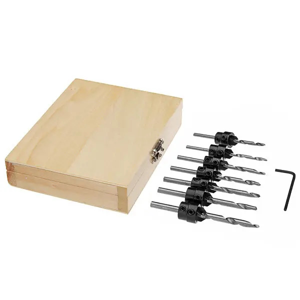 CraftPro 7pc Tapered Countersink Drill Bits with Adjustable Stop Collar Set - Image 4