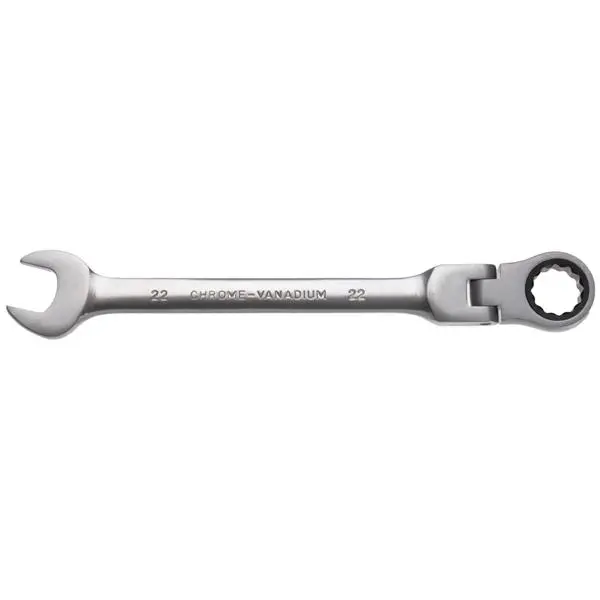 Chrome Flexible Head Ratchet Wrench - 22mm Metric Spanner Nut Tool - Image 3