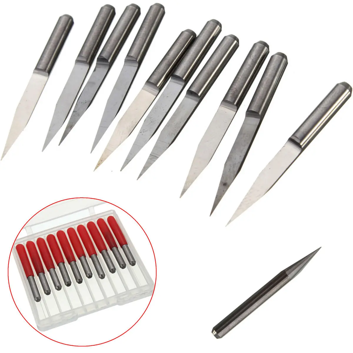 Carbide PCB Engraving Bits - 10pcs 0.2mm Tip 20 Degree 3.175mm End Mill - Image 5