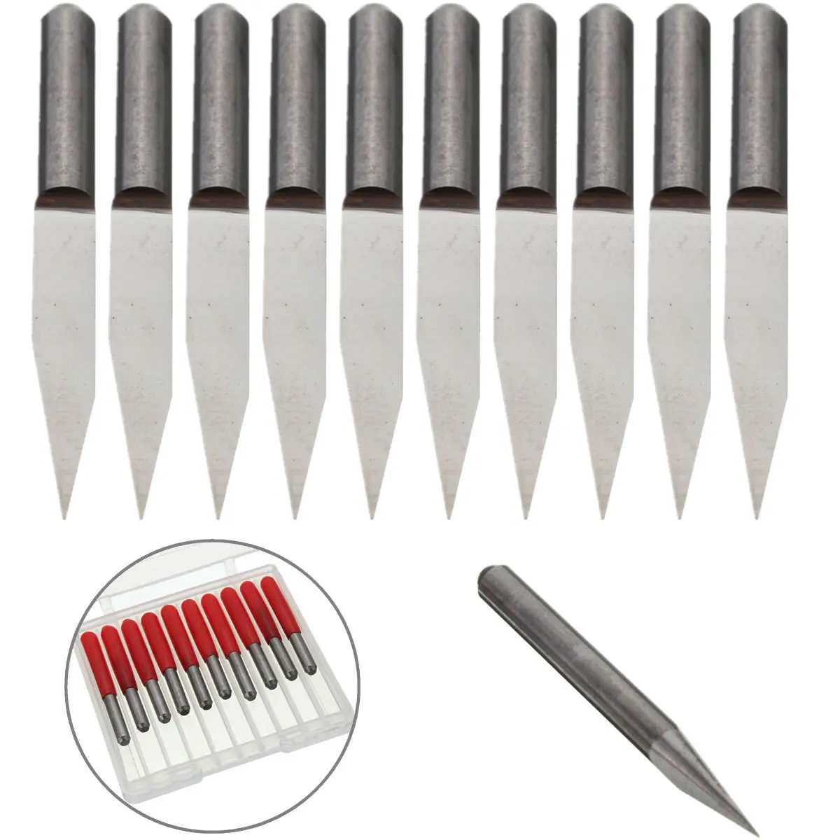 Carbide PCB Engraving Bits - 10pcs 0.2mm Tip 20 Degree 3.175mm End Mill - Image 4