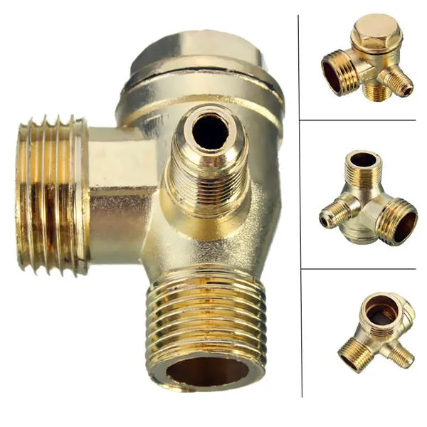 90 Degree Brass Check Valve - Male Threaded Connector for Air Compressor - Image 2