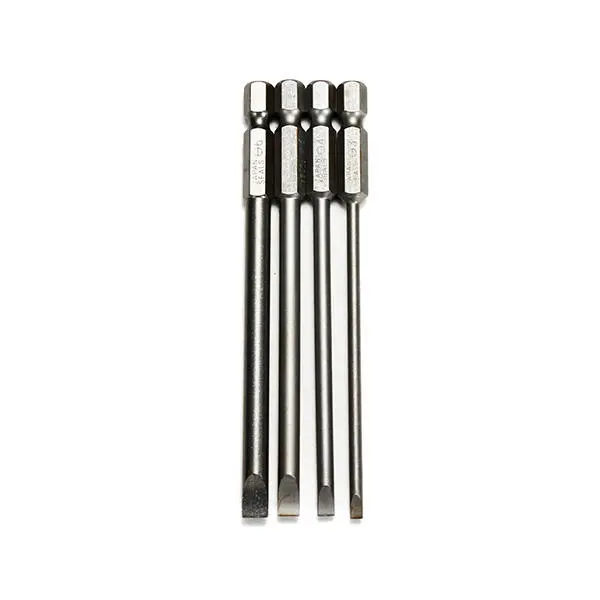 4pcs 100mm Magnetic Flat Head Screwdriver Bits | 3-6mm Slotted Tip | 1/4 Hex Shank - Image 3