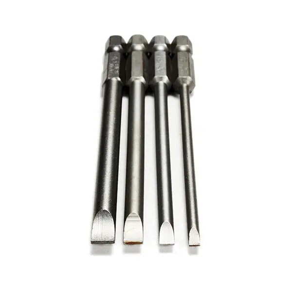 4pcs 100mm Magnetic Flat Head Screwdriver Bits | 3-6mm Slotted Tip | 1/4 Hex Shank - Image 4