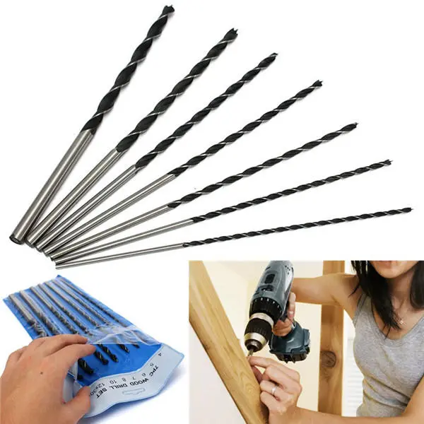 7pcs Brad Point Drill Bit Set - 4mm to 12mm for Woodworking | 300mm Length - Image 2