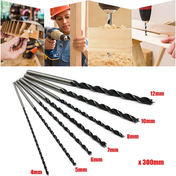 7pcs Brad Point Drill Bit Set - 4mm to 12mm for Woodworking | 300mm Length - Image 3