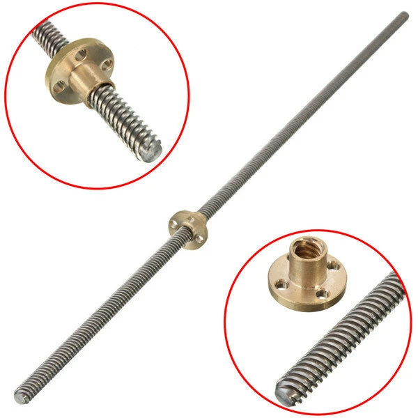 Machifit 700mm Lead Screw | 8mm Thread 2mm Pitch with Brass Nut - Image 3
