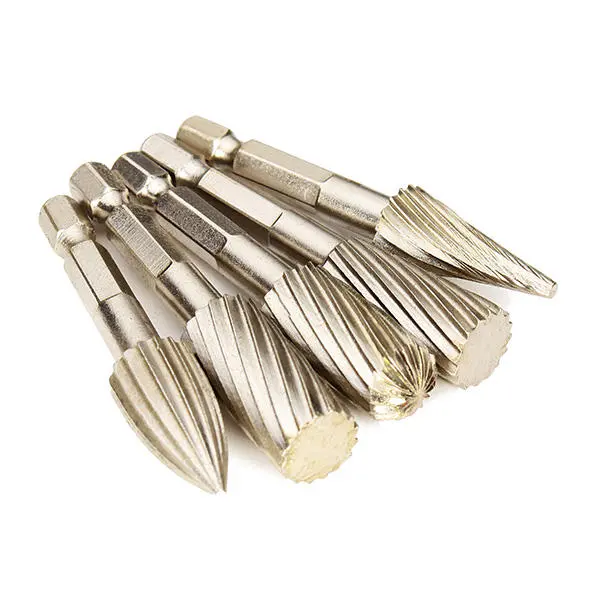 5pcs 6.35mm Hex Shank HSS Rotary Burr Set | 12.7mm Head Cutter for Grinding - Image 3