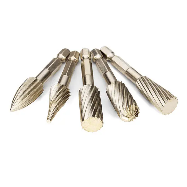 5pcs 6.35mm Hex Shank HSS Rotary Burr Set | 12.7mm Head Cutter for Grinding - Image 4