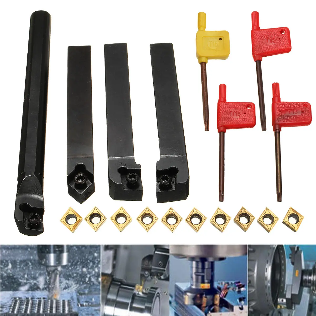 SCLCR/L SCMCN 12mm Lathe Boring Bar Set - 4 Tool Holders & 10 CCMT09T304 Inserts - Image 3