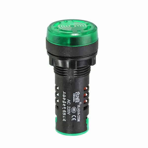Machifit 22mm Signal Lamp & Buzzer - 220V AC Green Flash Indicator Light - Image 3