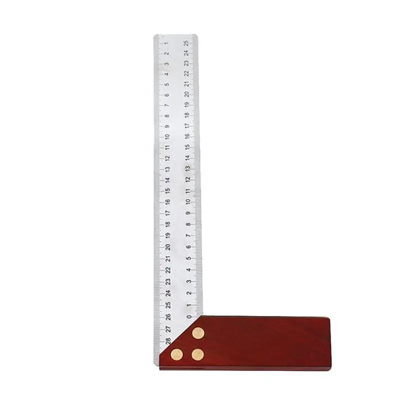 Mahogany Handle Stainless Steel Square Ruler Protractor - 300MM 90 Degree Tool - Image 5