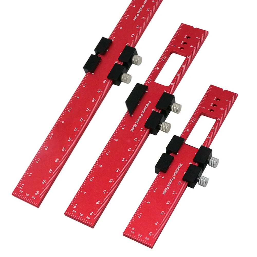Woodworking Ruler Tool - Aluminum T-Track Slide Stops | Inch & Metric Scale - Image 3