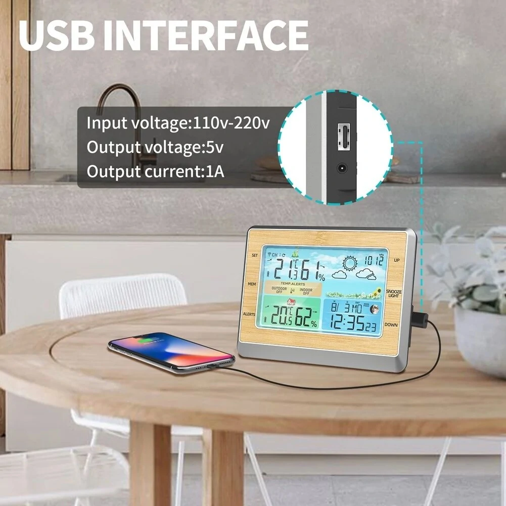 6-inch Wireless Weather Clock - Indoor/Outdoor Temp & Humidity | Moon Phase & Forecast - Image 5