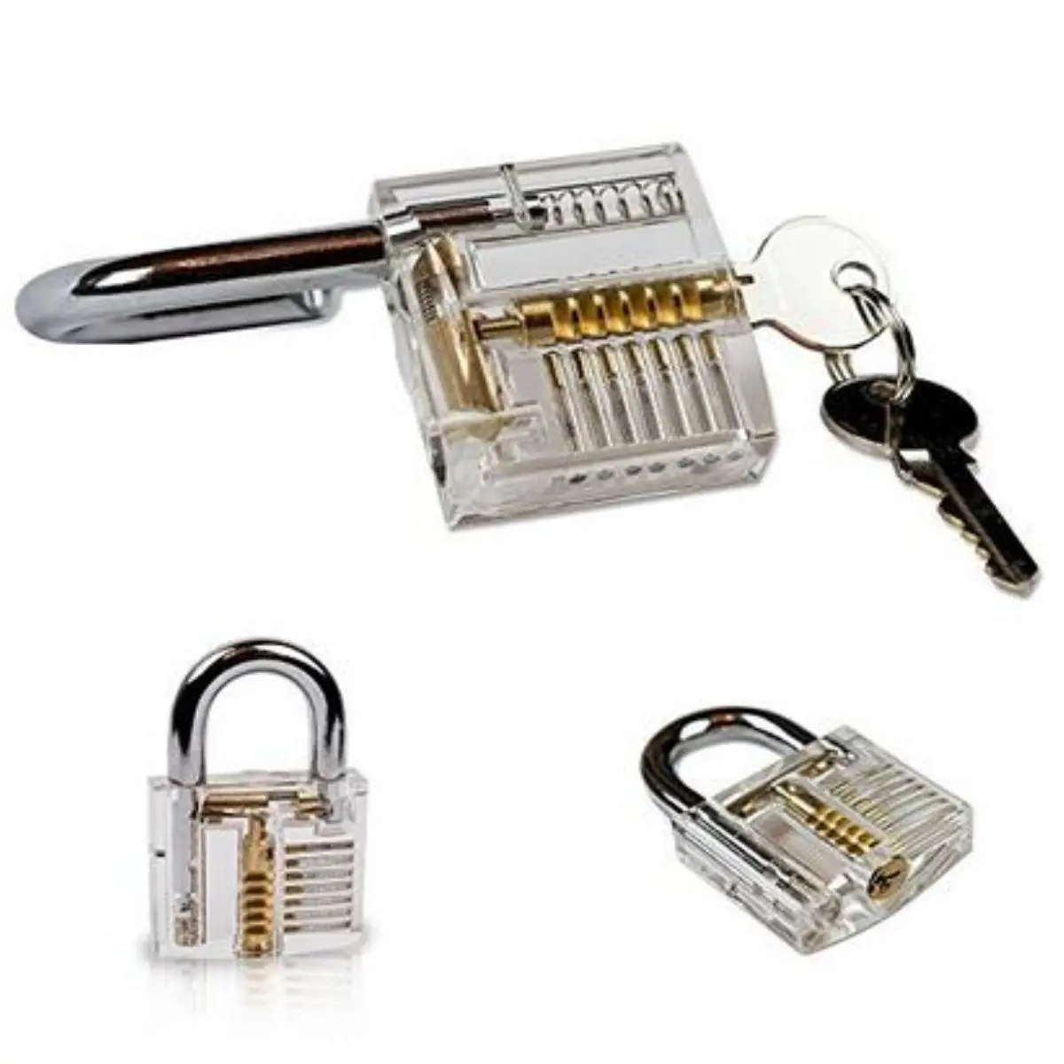 15Pcs Lock Picks Set with Practice Padlock & Key Extractor Tool | Transparent Training Kit - Image 5