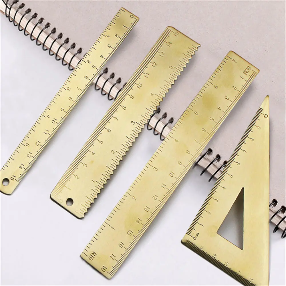Brass Ruler - Metal Triangle Straight Ruler for Woodworking & Wave Line Drawing - Image 4