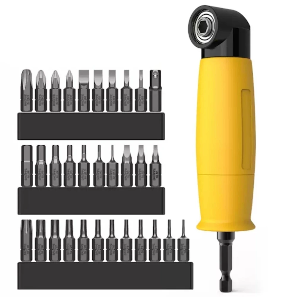 BROPPE 90 Degree Electric Corner Screwdriver Bit - 1/4 Inch | 10Pcs/32Pcs 25mm Bits - Image 2