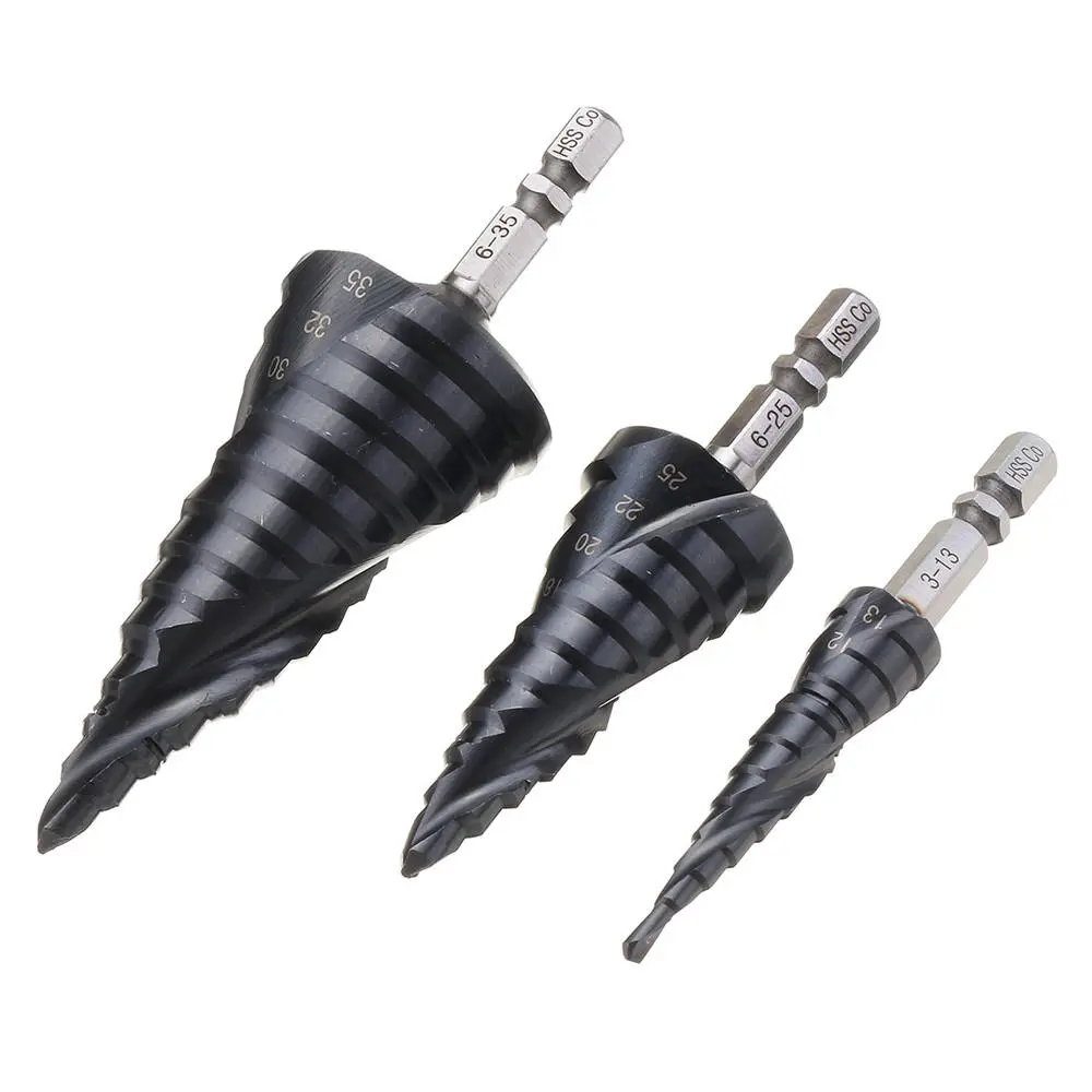 Drillpro M35 Cobalt Step Drill Bit - TiAlN Coated | 3-13mm to 6-35mm | 1/4 Inch Hex Shank - Image 2