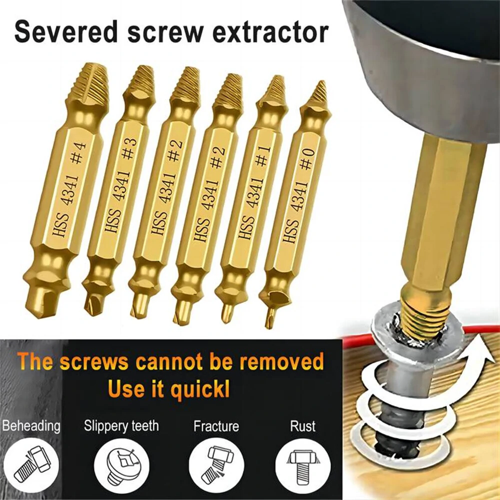 Damaged Screw Extractor Set - 6PCS High Speed Steel Bolt Remover Tools - Image 3