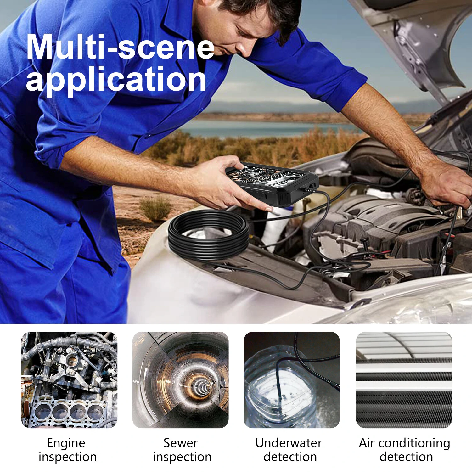 INSKAM ALS5005 Dual Lens Borescope | 5.0-Inch HD IPS Display | 2MP 8.0mm Hard Wire Endoscope - Image 2