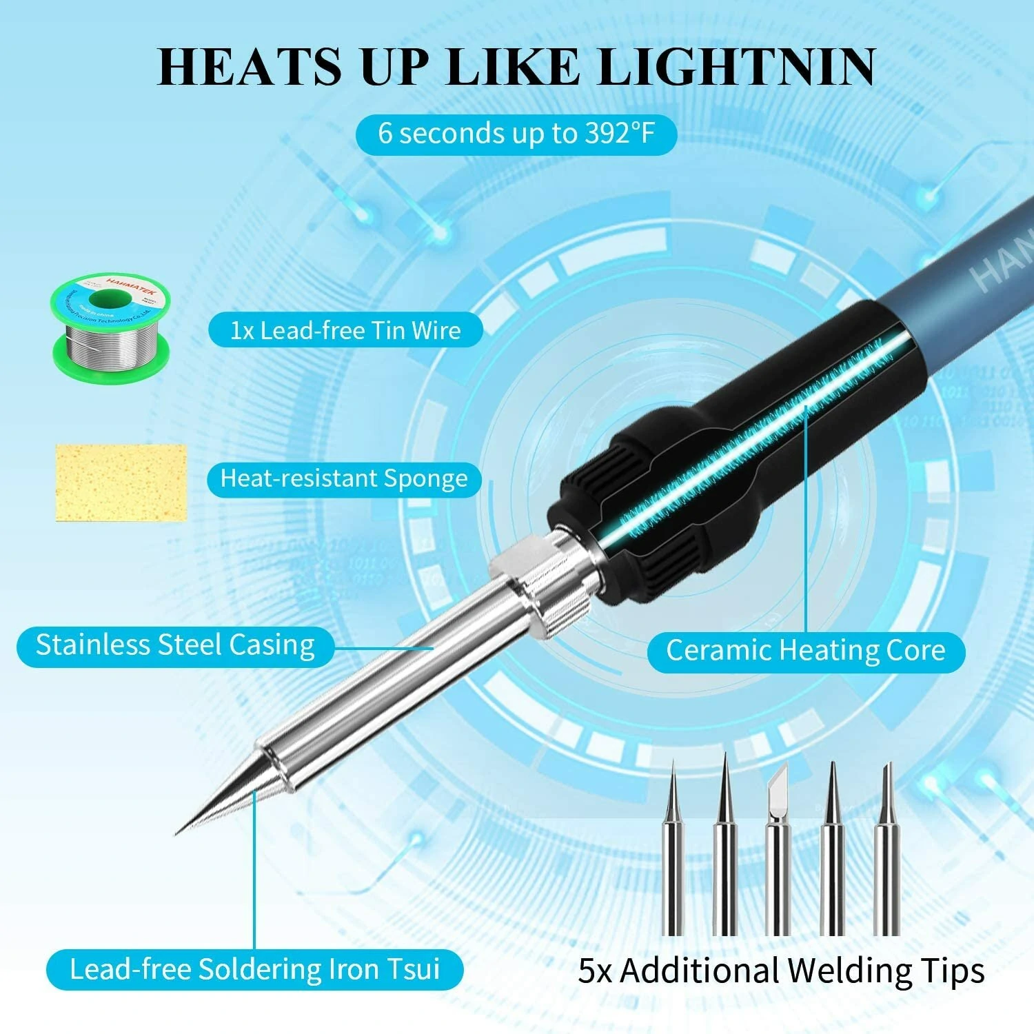 HANMATEK SD2 Digital Soldering Station | 5 Tips & Adjustable Temp 392-896°F - Image 5