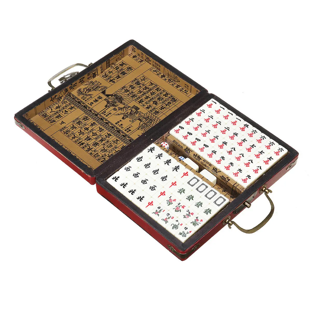 Portable Retro Mahjong Box - 144 Tiles Chinese Board Game Set for Parties - Image 3