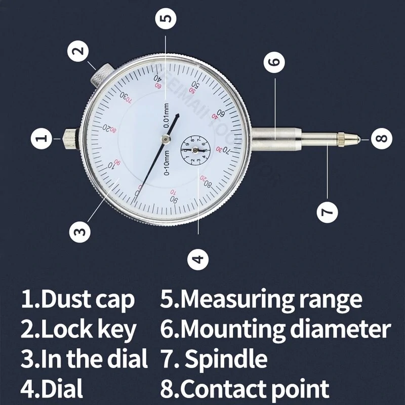 Dial Indicator Magnetic Stand | 0-10mm 30mm 0.8mm Gauge Base | Micrometer Tool - Image 3