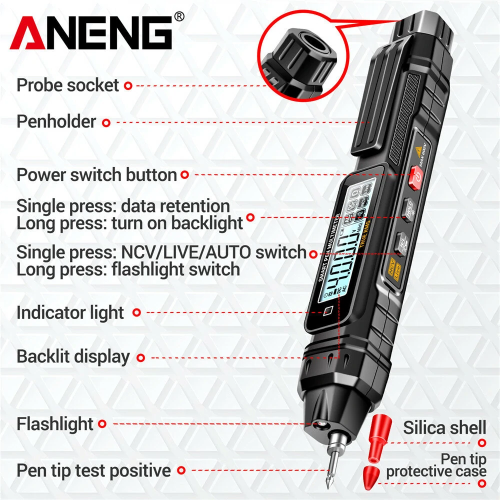 ANENG A3005 Digital Multimeter Pen | 4000 Counts | NCV AC/DC Voltage Tester - Image 4