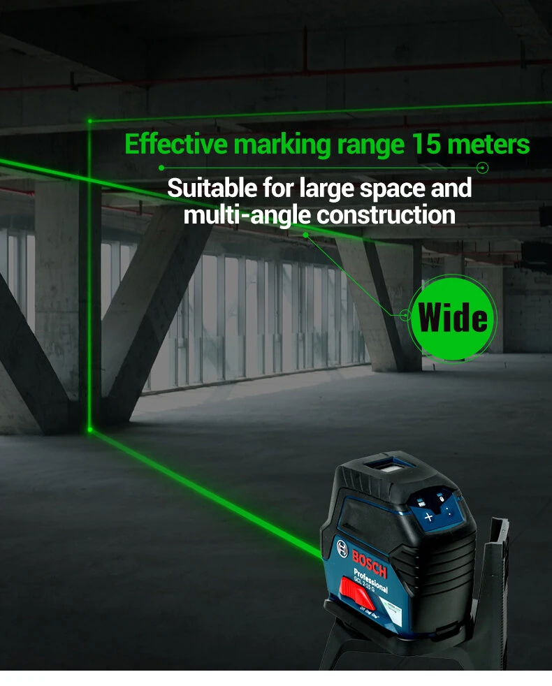 BOSCH GCL2-15G Green Beam Self-Leveling Laser Level | 2-Line Cross Line for Indoor & Outdoor - Image 4