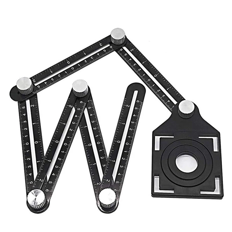 Aluminum Alloy Multi Angle Tool - 6-Folding Universal Ruler for Tile & Hole Measure - Image 3