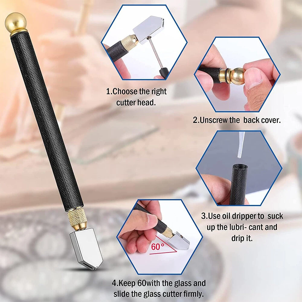 8PCS Professional Glass Cutter Tool Kit - Carbide Tip, Chrome Vanadium Steel Pliers - Image 4