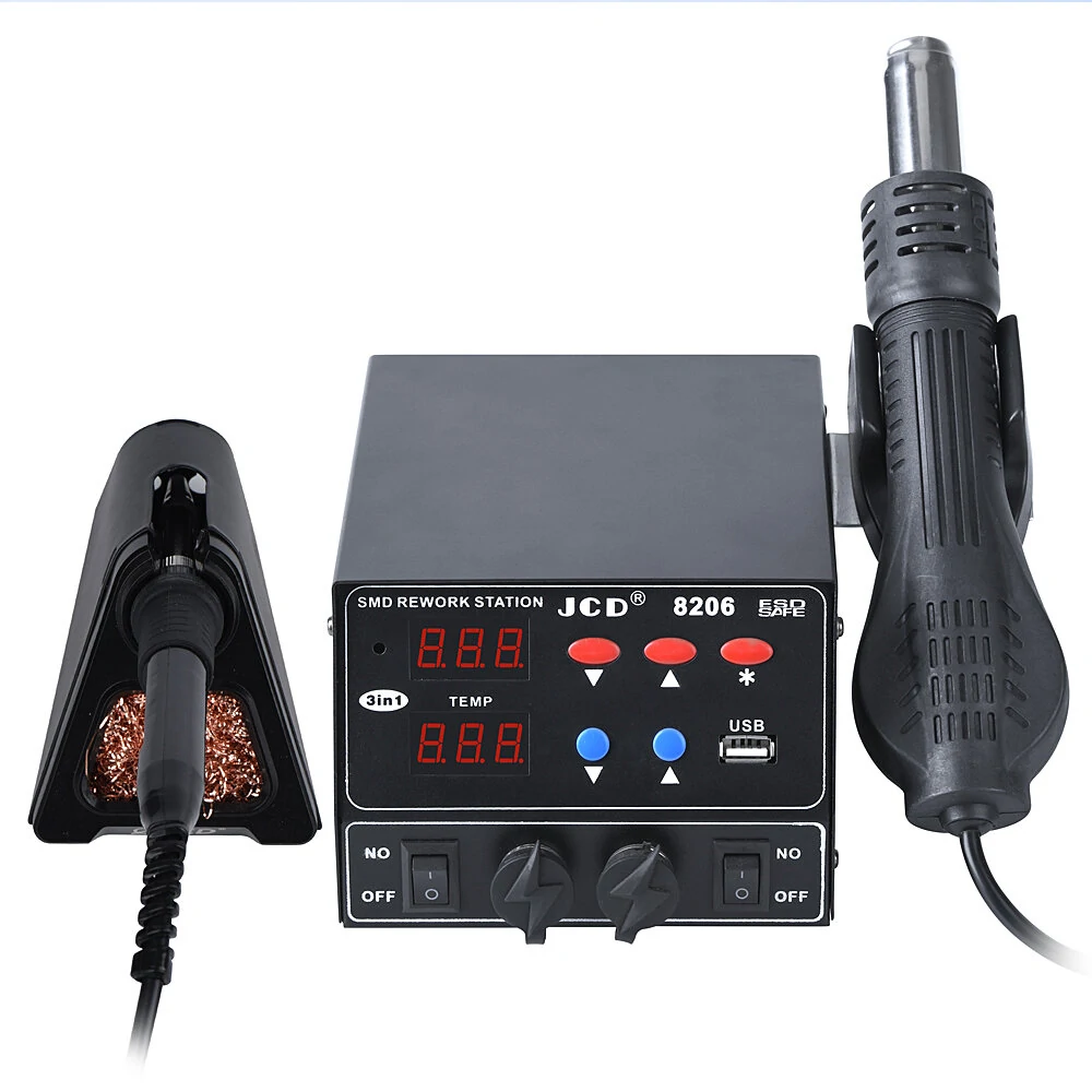 JCD 8206 800W Digital Soldering Station | 3-in-1 Hot Air Gun for PCB BGA Repair - Image 2