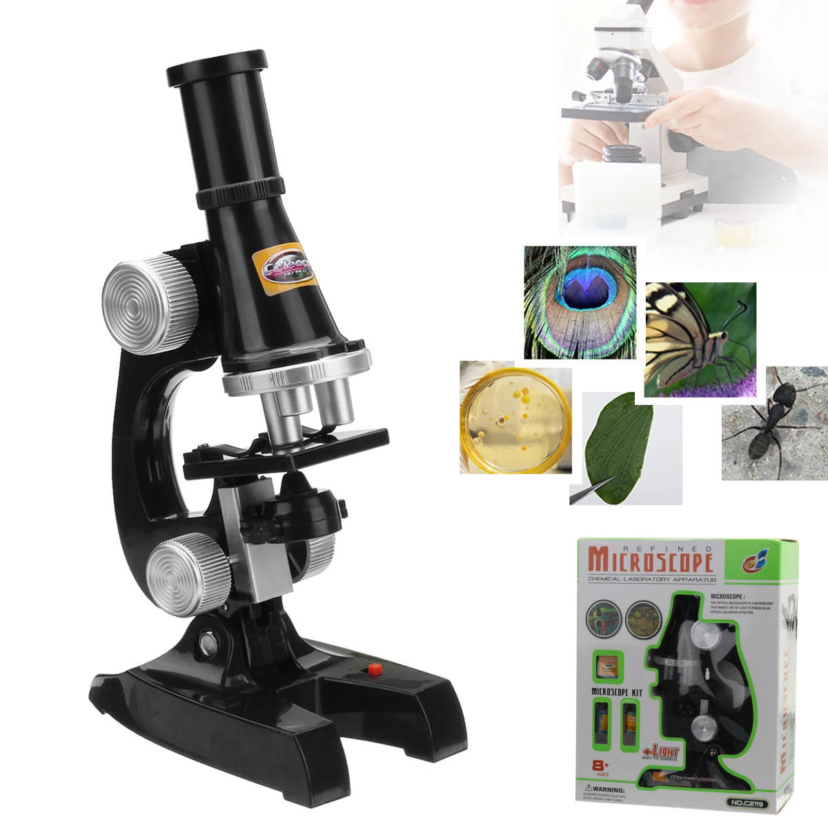 Kids Microscope Science Lab Set with Light - Educational Toy for Children - Image 2