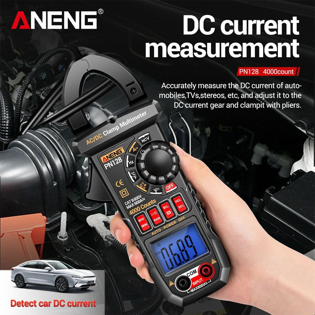 ANENG PN128 Clamp Meter - 4000 Count Multimeter | AC/DC Current, Temp, Backlit - Image 5