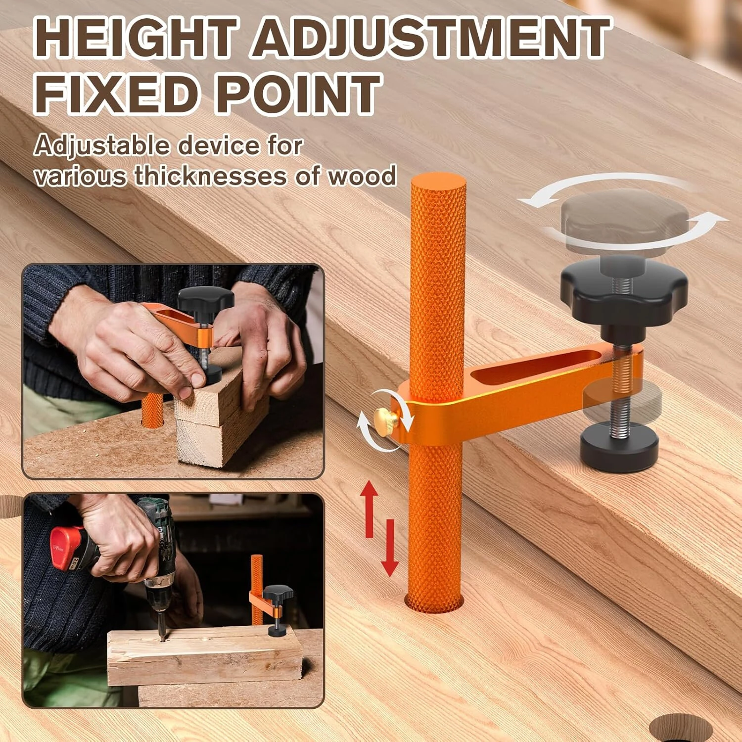 2PCS Adjustable MFT Bench Dog Clamps | 3/4 Inch CNC Aluminum Alloy | Woodworking Holdfast Tools - Image 5