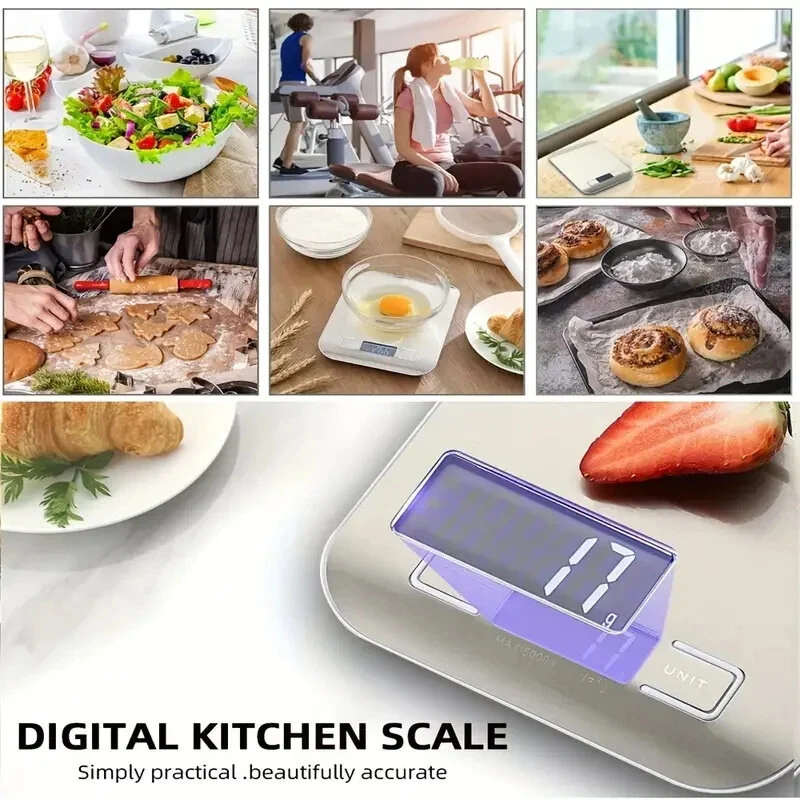 5kg Portable Kitchen Scale - Stainless Steel LCD Backlit - Precise 1g Food & Coffee Scale - Image 3