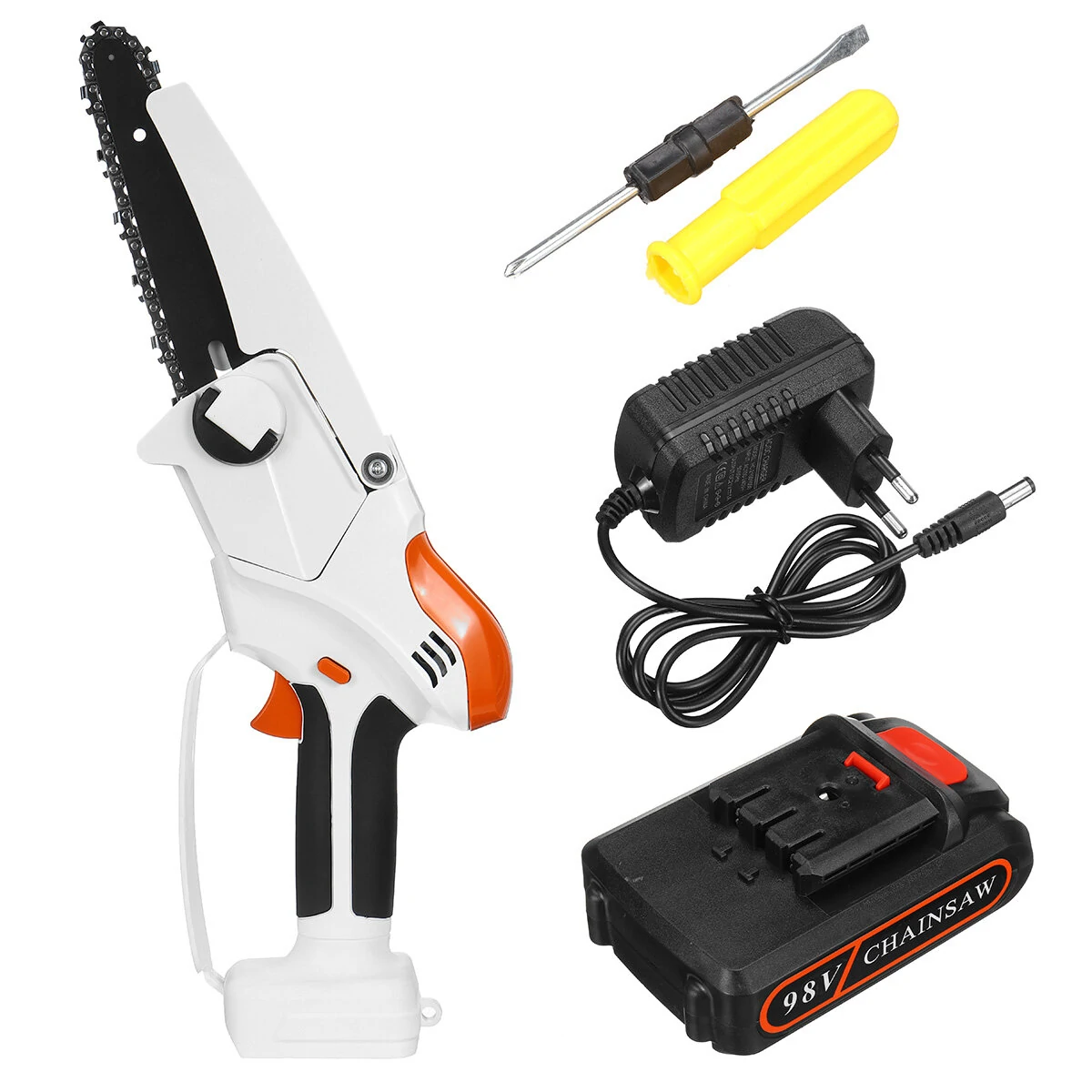 98VF Cordless Electric Chain Saw - 6 Inch Rechargeable Wood Cutter w/ Battery - Image 2