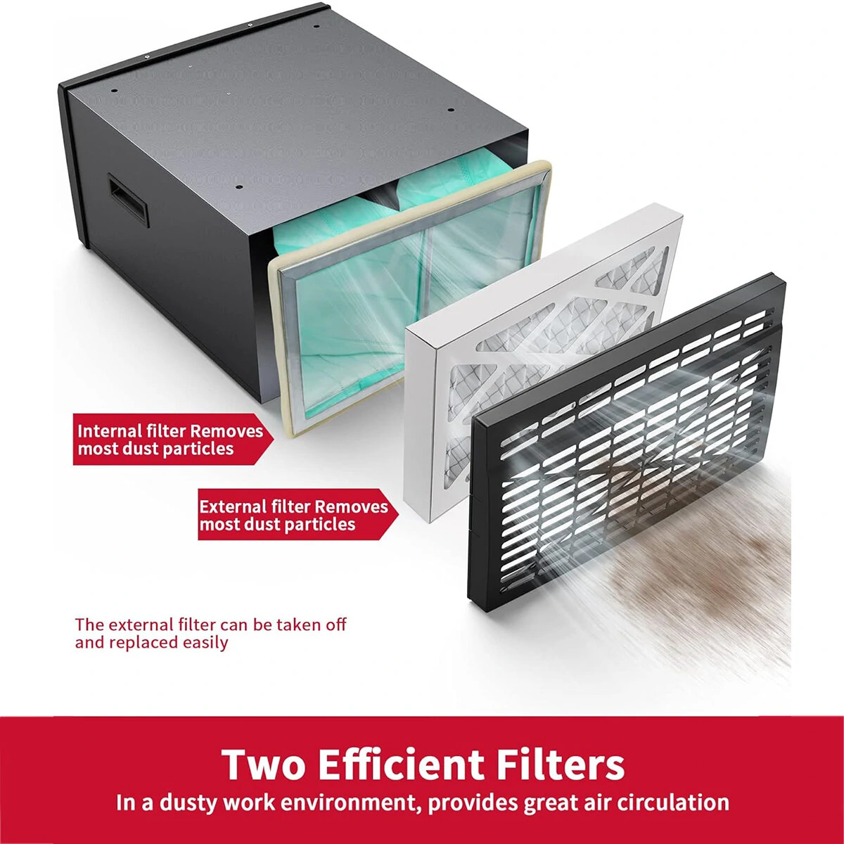 Ecomax MCF03 Air Filtration System | 3-Speed Hanging Dust Collector for Woodworking Shop - Image 2