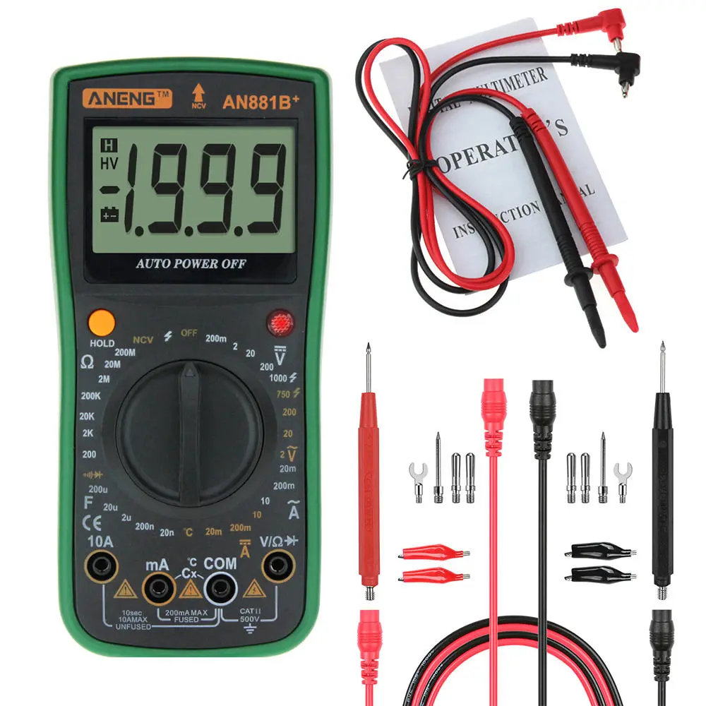 ANENG AN881B+ Multimeter - AC/DC Voltage, Current, Capacitance, Temp, Diode, Non-contact, 16-in-1 Test Line - Image 3