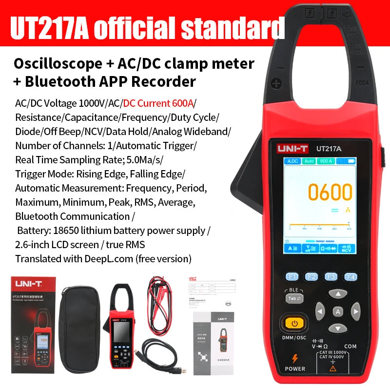 UNI-T UT217A 2-in-1 Oscilloscope Clamp Meter | 1000A 1000V True RMS | Bluetooth & NCV - Image 3