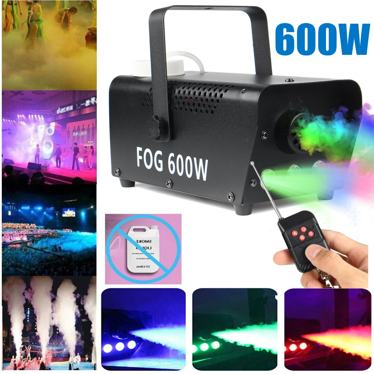 600W RGB Fog Smoke Machine with LED Light & Remote - 220V Party Show - Image 2
