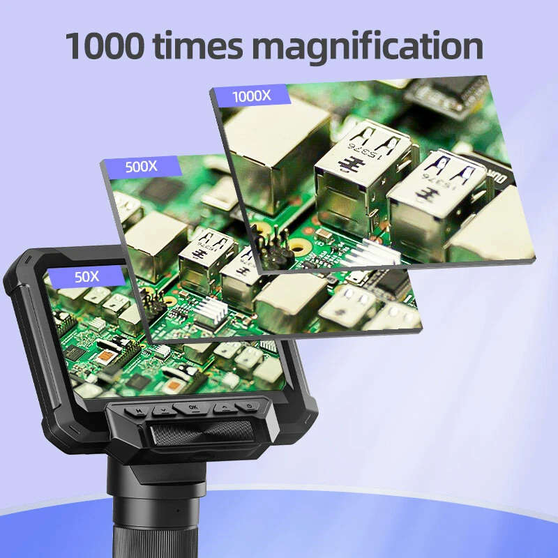 HD Digital Microscope 5X-1000X | 4.3 IPS Screen 12MP 1080P | 8 LED Lights Type-C - Image 5