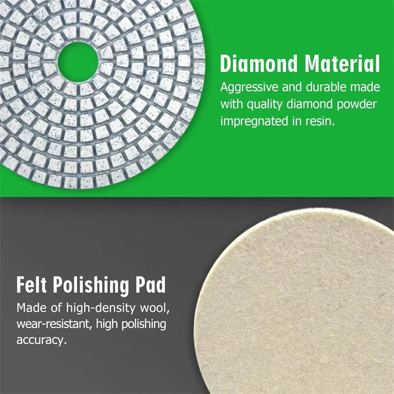 Diamond Polishing Pads Kit - 8pcs 5 inch 125mm Wet/Dry for Granite Concrete - Image 4