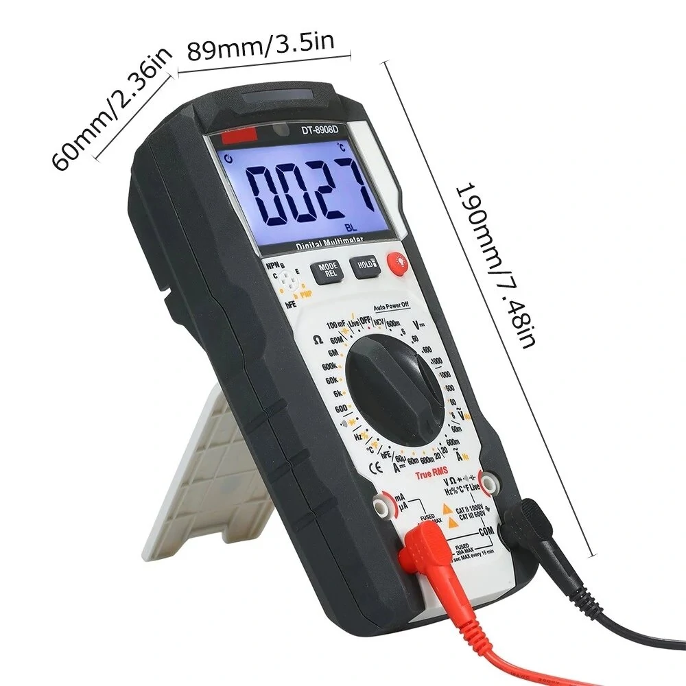 CEM DT-8908D TRMS Multimeter | 6000 Counts NCV | Measures Temp & Frequency - Image 5