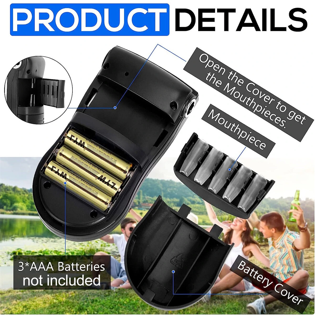 Portable Alcohol Breathalyzer - Professional Grade Accuracy with LCD Screen & 20 Mouthpieces - Image 5