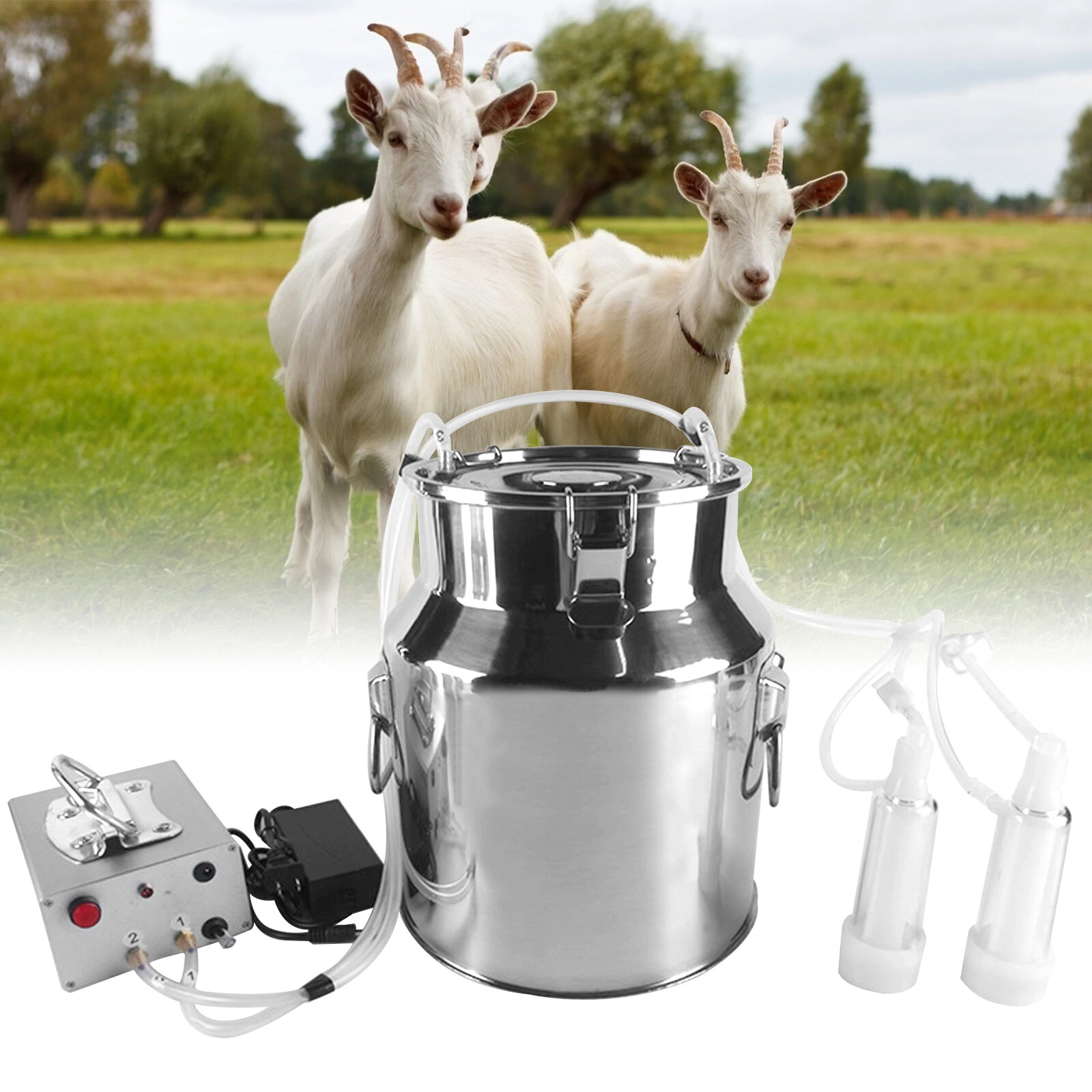 14L Electric Goat Milking Machine - 110/220V Stainless Steel Bucket | Farm Tool - Image 2