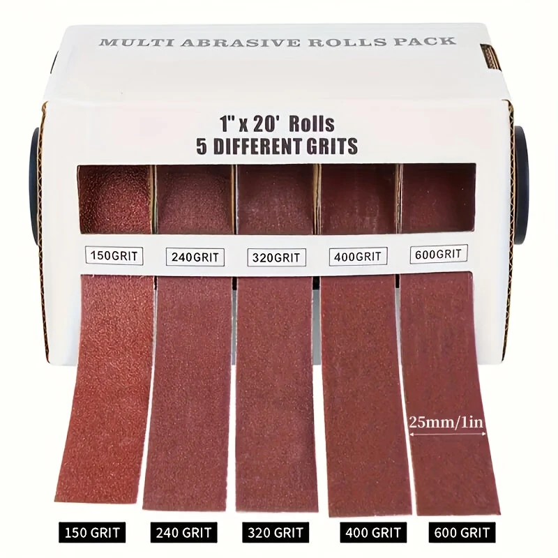 Emery Sandpaper 5 Rolls - 150 to 600 Grit Aluminum Oxide for Woodworking & Metal - Image 4